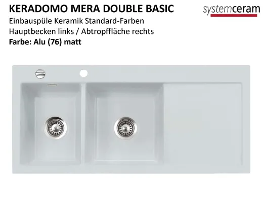 Systemceram KeraDomo MERA DOUBLE Basic Keramiksple / Einbausple in Standardfarben fr die Kche