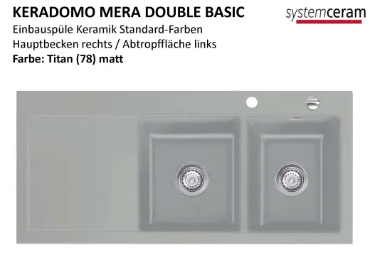 Systemceram KeraDomo MERA DOUBLE Basic Keramiksple / Einbausple in Standardfarben fr die Kche