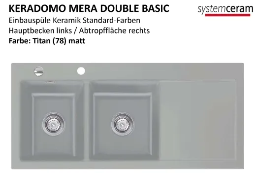 Systemceram KeraDomo MERA DOUBLE Basic Keramiksple / Einbausple in Standardfarben fr die Kche