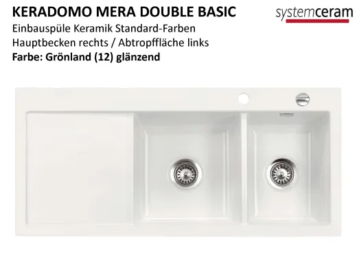Systemceram KeraDomo MERA DOUBLE Basic Keramiksple / Einbausple in Standardfarben fr die Kche