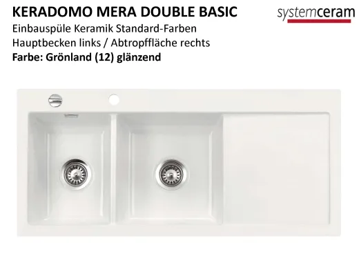 Systemceram KeraDomo MERA DOUBLE Basic Keramiksple / Einbausple in Standardfarben fr die Kche