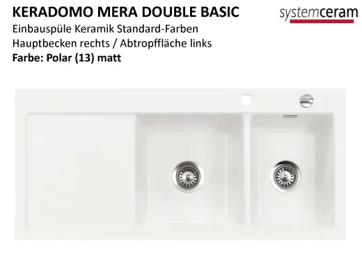 Systemceram KeraDomo MERA DOUBLE Basic Keramiksple / Einbausple in Standardfarben fr die Kche