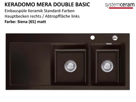 Systemceram KeraDomo MERA DOUBLE Basic Keramiksple / Einbausple in Standardfarben fr die Kche