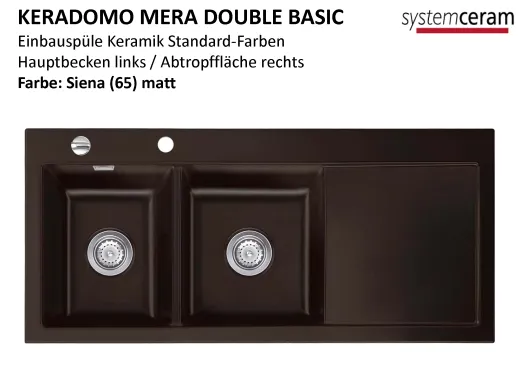 Systemceram KeraDomo MERA DOUBLE Basic Keramiksple / Einbausple in Standardfarben fr die Kche