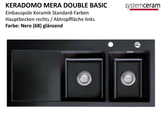 Systemceram KeraDomo MERA DOUBLE Basic Keramiksple / Einbausple in Standardfarben fr die Kche