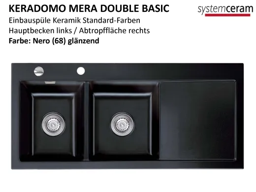 Systemceram KeraDomo MERA DOUBLE Basic Keramiksple / Einbausple in Standardfarben fr die Kche
