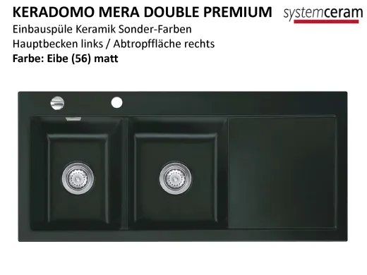 Systemceram KeraDomo MERA DOUBLE Premium Keramiksple / Einbausple in Sonderfarben fr die Kche