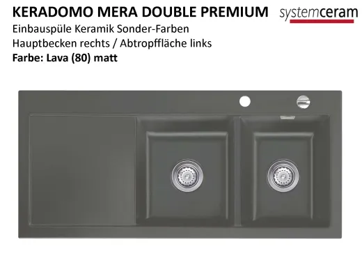 Systemceram KeraDomo MERA DOUBLE Premium Keramiksple / Einbausple in Sonderfarben fr die Kche