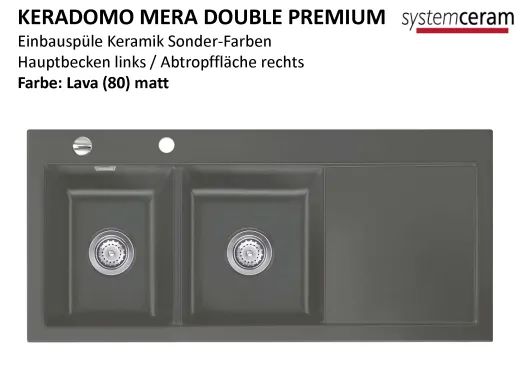 Systemceram KeraDomo MERA DOUBLE Premium Keramiksple / Einbausple in Sonderfarben fr die Kche