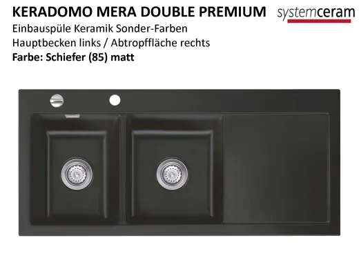 Systemceram KeraDomo MERA DOUBLE Premium Keramiksple / Einbausple in Sonderfarben fr die Kche