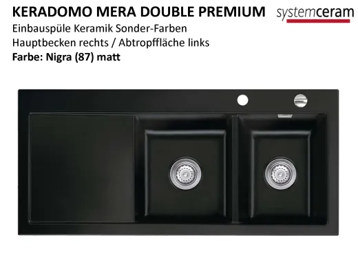 Systemceram KeraDomo MERA DOUBLE Premium Keramiksple / Einbausple in Sonderfarben fr die Kche