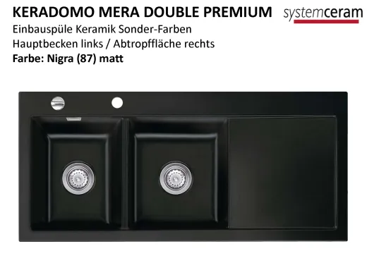 Systemceram KeraDomo MERA DOUBLE Premium Keramiksple / Einbausple in Sonderfarben fr die Kche