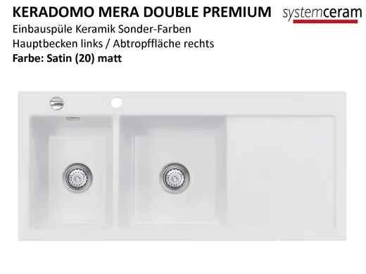 Systemceram KeraDomo MERA DOUBLE Premium Keramiksple / Einbausple in Sonderfarben fr die Kche