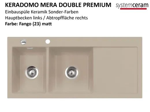 Systemceram KeraDomo MERA DOUBLE Premium Keramiksple / Einbausple in Sonderfarben fr die Kche