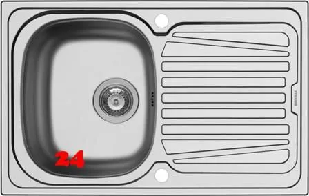 PYRAMIS Kchensple Sparta (79x50) 1B 1D Einbausple / Edelstahlsple Siebkorb als Drehknopfventil