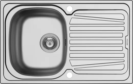 PYRAMIS Kchensple Sparta (79x50) 1B 1D Einbausple / Edelstahlsple Siebkorb als Drehknopfventil