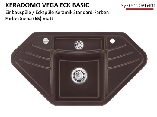 Systemceram KeraDomo VEGA ECK BASIC Keramiksple / Einbausple in Standardfarben fr die Kche