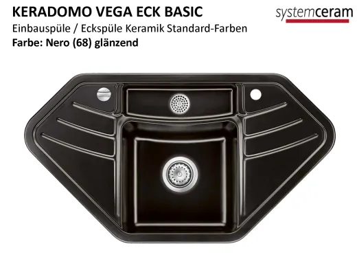 Systemceram KeraDomo VEGA ECK BASIC Keramiksple / Einbausple in Standardfarben fr die Kche
