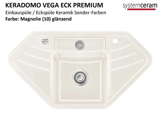Systemceram KeraDomo VEGA ECK Premium Keramiksple / Einbausple in Sonderfarben fr die Kche