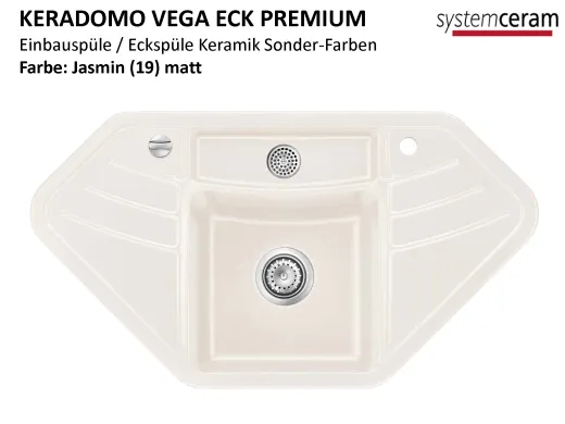 Systemceram KeraDomo VEGA ECK Premium Keramiksple / Einbausple in Sonderfarben fr die Kche