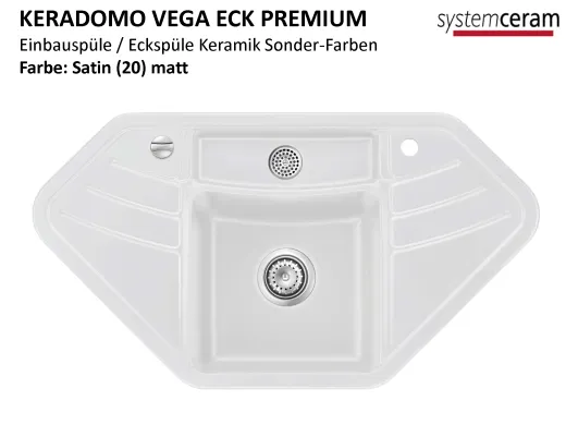 Systemceram KeraDomo VEGA ECK Premium Keramiksple / Einbausple in Sonderfarben fr die Kche