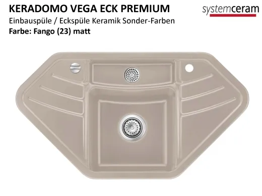 Systemceram KeraDomo VEGA ECK Premium Keramiksple / Einbausple in Sonderfarben fr die Kche