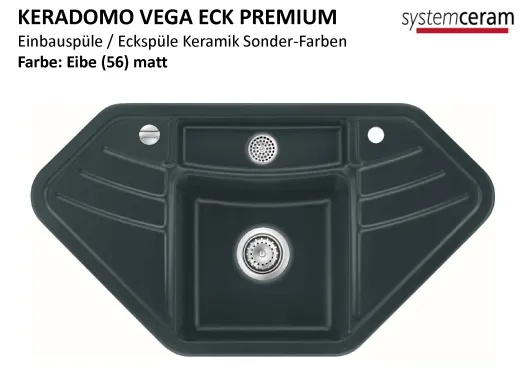 Systemceram KeraDomo VEGA ECK Premium Keramiksple / Einbausple in Sonderfarben fr die Kche