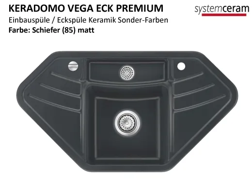 Systemceram KeraDomo VEGA ECK Premium Keramiksple / Einbausple in Sonderfarben fr die Kche