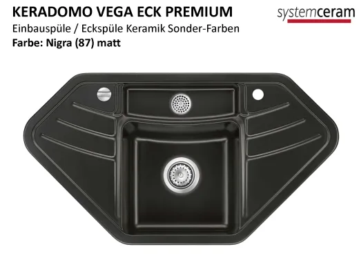 Systemceram KeraDomo VEGA ECK Premium Keramiksple / Einbausple in Sonderfarben fr die Kche