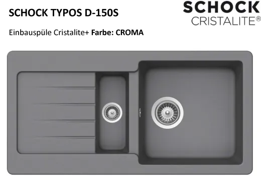 ❎ SCHOCK Kchensple TYPOS D-150S Cristalite Granitsple / Einbausple Basic Line mit Drehexcenter