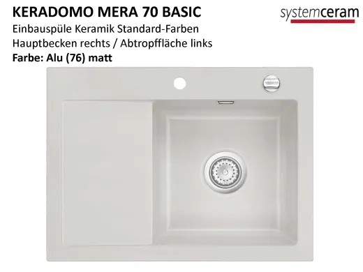 Systemceram KeraDomo MERA 70 Basic Keramiksple / Einbausple in Standardfarben fr die Kche