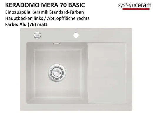 Systemceram KeraDomo MERA 70 Basic Keramiksple / Einbausple in Standardfarben fr die Kche