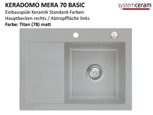 Systemceram KeraDomo MERA 70 Basic Keramiksple / Einbausple in Standardfarben fr die Kche