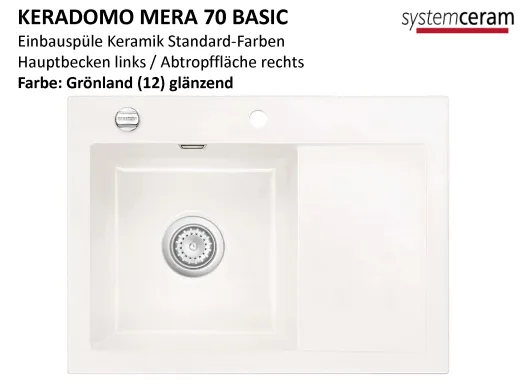 Systemceram KeraDomo MERA 70 Basic Keramiksple / Einbausple in Standardfarben fr die Kche