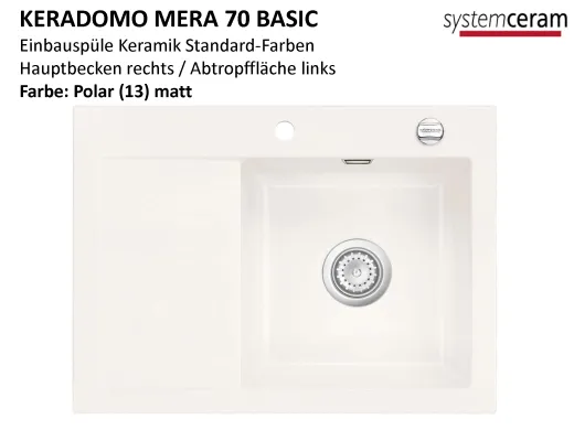 Systemceram KeraDomo MERA 70 Basic Keramiksple / Einbausple in Standardfarben fr die Kche