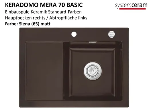 Systemceram KeraDomo MERA 70 Basic Keramiksple / Einbausple in Standardfarben fr die Kche