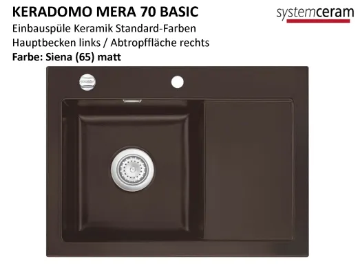 Systemceram KeraDomo MERA 70 Basic Keramiksple / Einbausple in Standardfarben fr die Kche