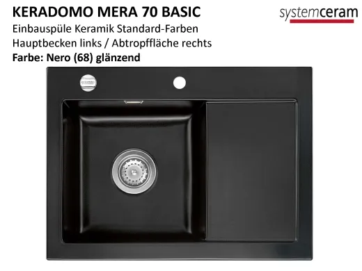 Systemceram KeraDomo MERA 70 Basic Keramiksple / Einbausple in Standardfarben fr die Kche