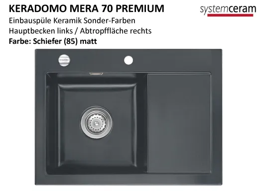 Systemceram KeraDomo MERA 70 Premium Keramiksple / Einbausple in Sonderfarben fr die Kche