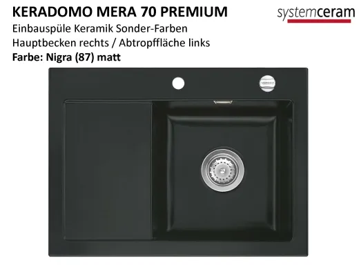 Systemceram KeraDomo MERA 70 Premium Keramiksple / Einbausple in Sonderfarben fr die Kche