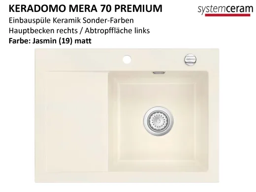 Systemceram KeraDomo MERA 70 Premium Keramiksple / Einbausple in Sonderfarben fr die Kche