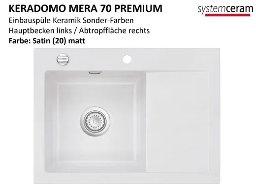 Systemceram KeraDomo MERA 70 Premium Keramiksple / Einbausple in Sonderfarben fr die Kche