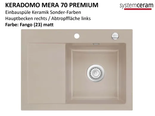 Systemceram KeraDomo MERA 70 Premium Keramiksple / Einbausple in Sonderfarben fr die Kche