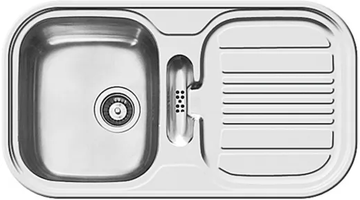 PYRAMIS Kchensple Mars (86x48) 1B 1D Einbausple / Edelstahlsple Siebkorb als Drehknopfventil