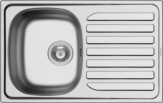 Pyramis Kchensple Creta 1B 1D Flat Einbausple / Edelstahlsple Ablauf mit Stopfenventil ohne Hahnlochbohrung