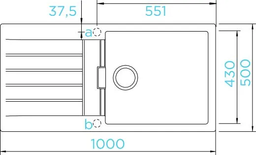 SCHOCK Kchensple Signus D-100L Cristadur Nano-Granitsple / Einbausple mit Drehexcenter