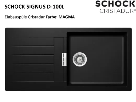 SCHOCK Kchensple Signus D-100L Cristadur Nano-Granitsple / Einbausple mit Drehexcenter