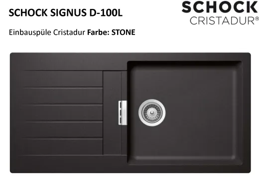 SCHOCK Kchensple Signus D-100L Cristadur Nano-Granitsple / Einbausple mit Drehexcenter
