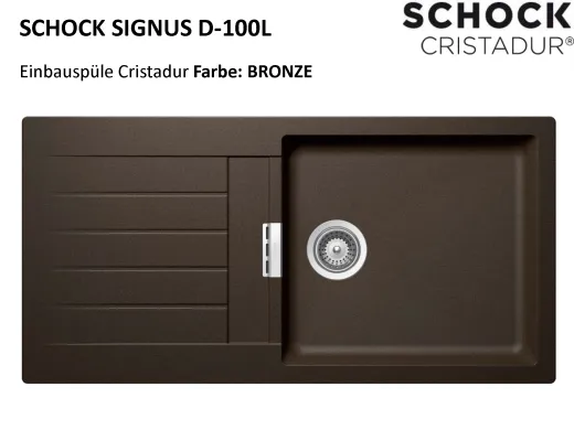 SCHOCK Kchensple Signus D-100L Cristadur Nano-Granitsple / Einbausple mit Drehexcenter