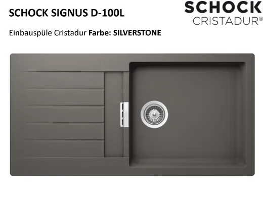 SCHOCK Kchensple Signus D-100L Cristadur Nano-Granitsple / Einbausple mit Drehexcenter